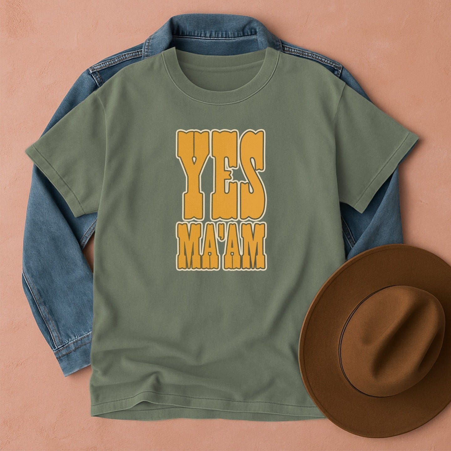 Yes Ma'am Western T-Shirt Moss / S Western shirt