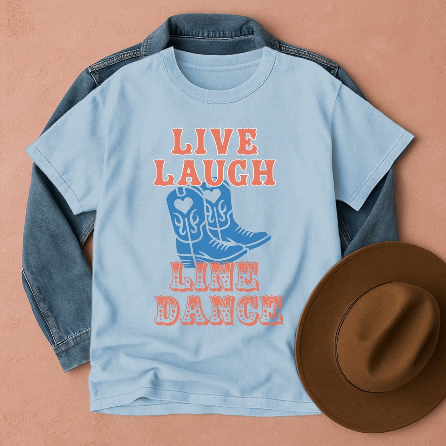 Live, Laugh, Line Dance T-Shirt Chambray / S Western shirt