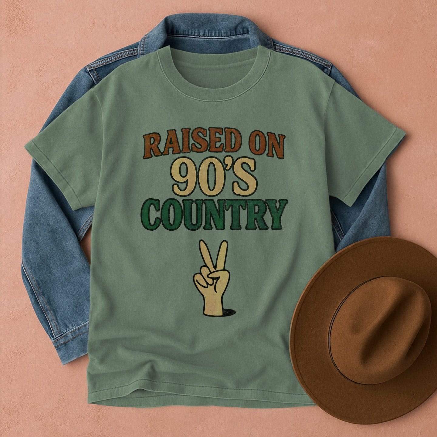 Raised on 90s Country T-Shirt Light Green / S Western shirt