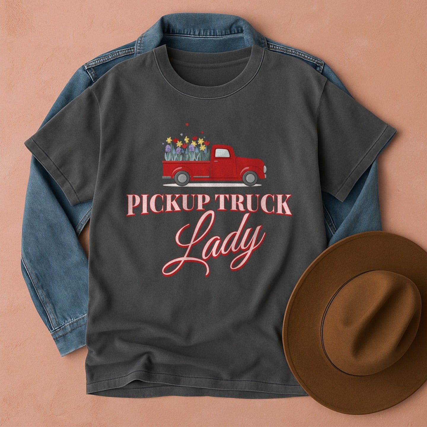 Pickup Truck Lady T-Shirt Pepper / S Western shirt