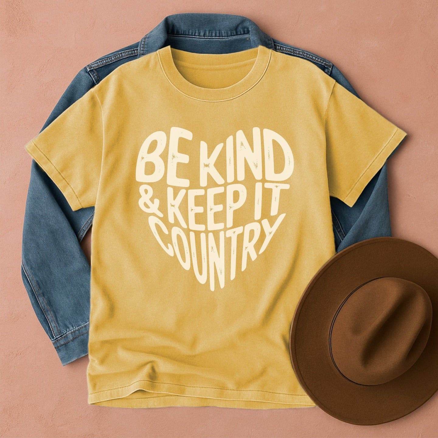 Be Kind & Keep It Country T-Shirt Mustard / S Western shirt