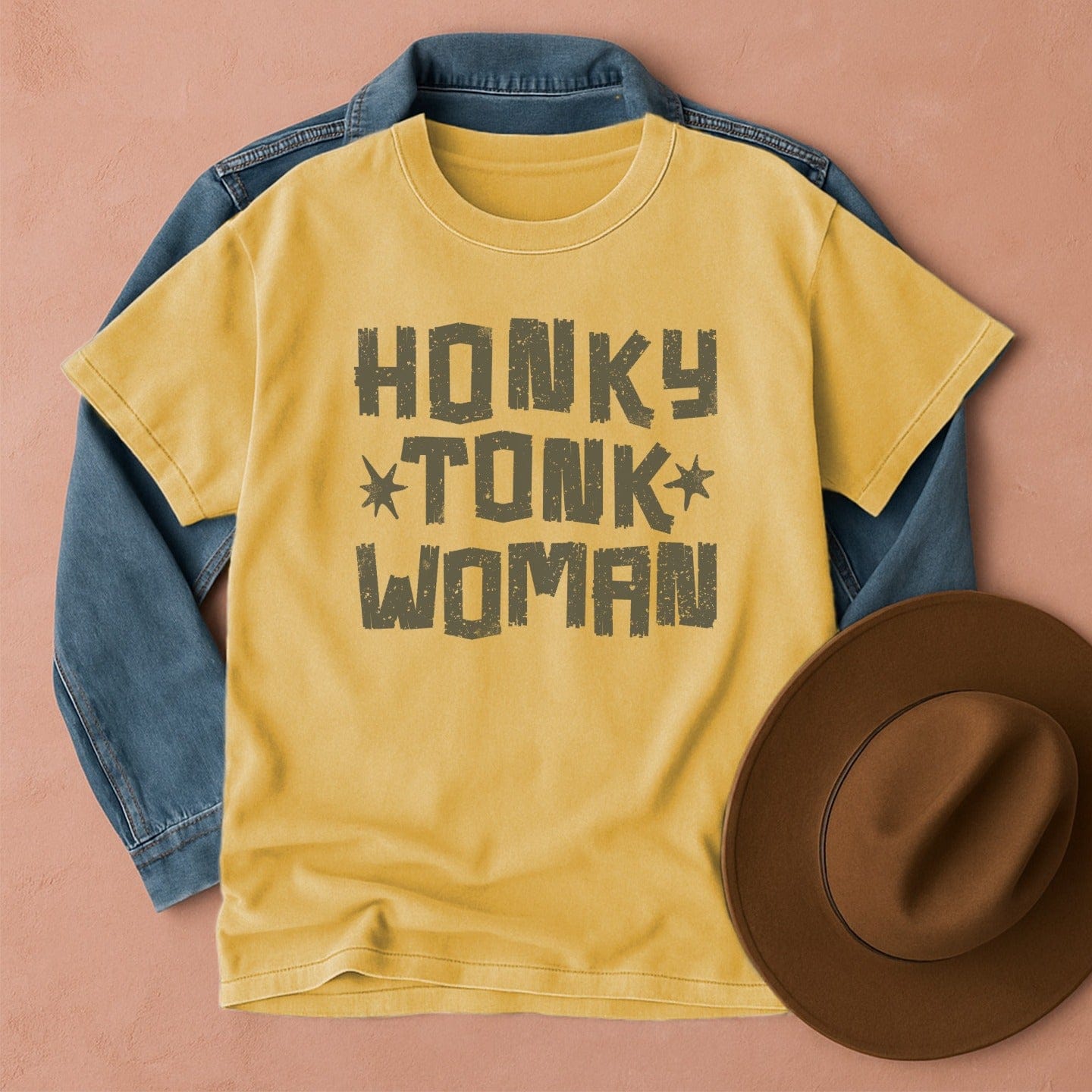 Honky Tonk Woman T-Shirt Mustard / S Western shirt
