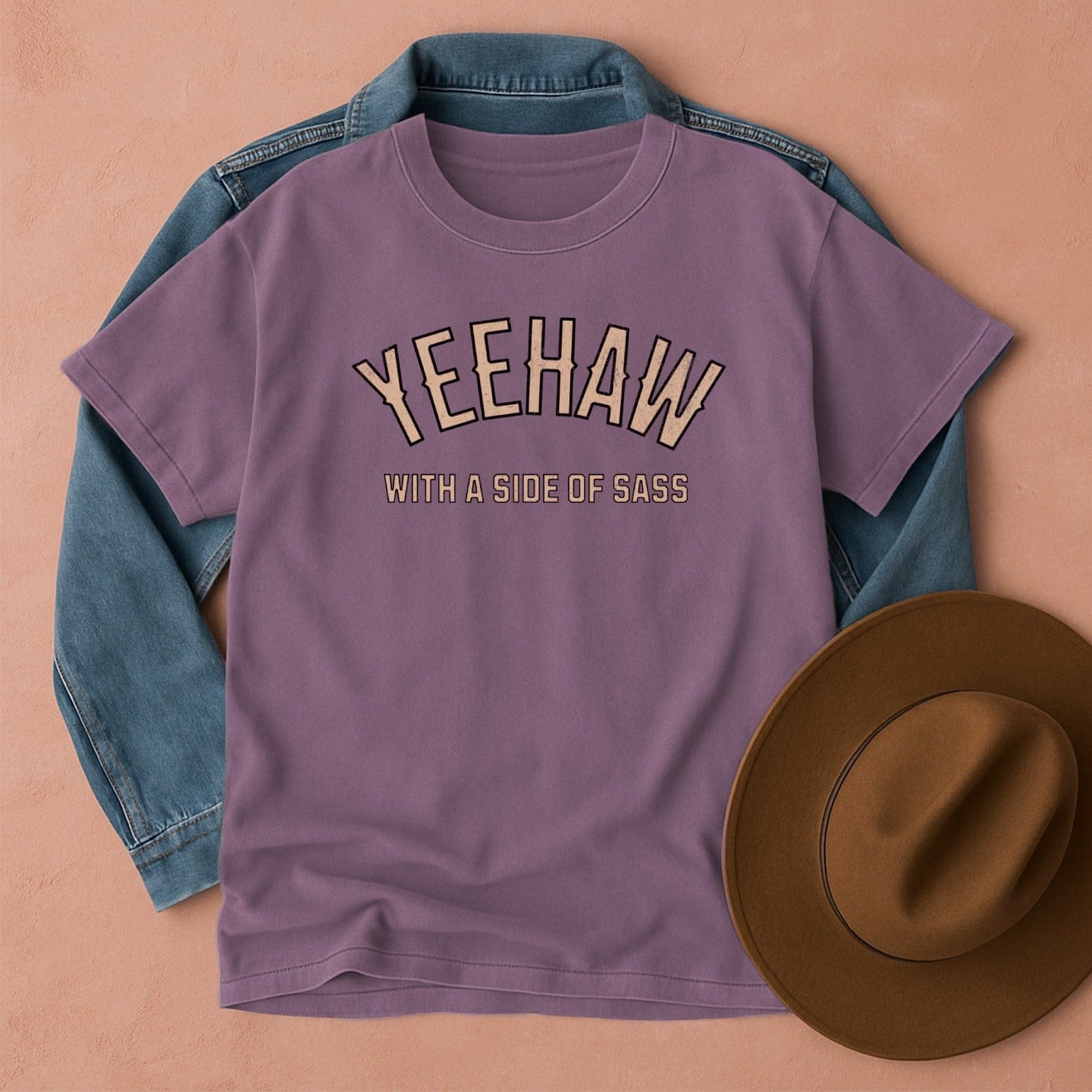 Yeehaw with a Side of Sass T-Shirt Berry / S Western shirt
