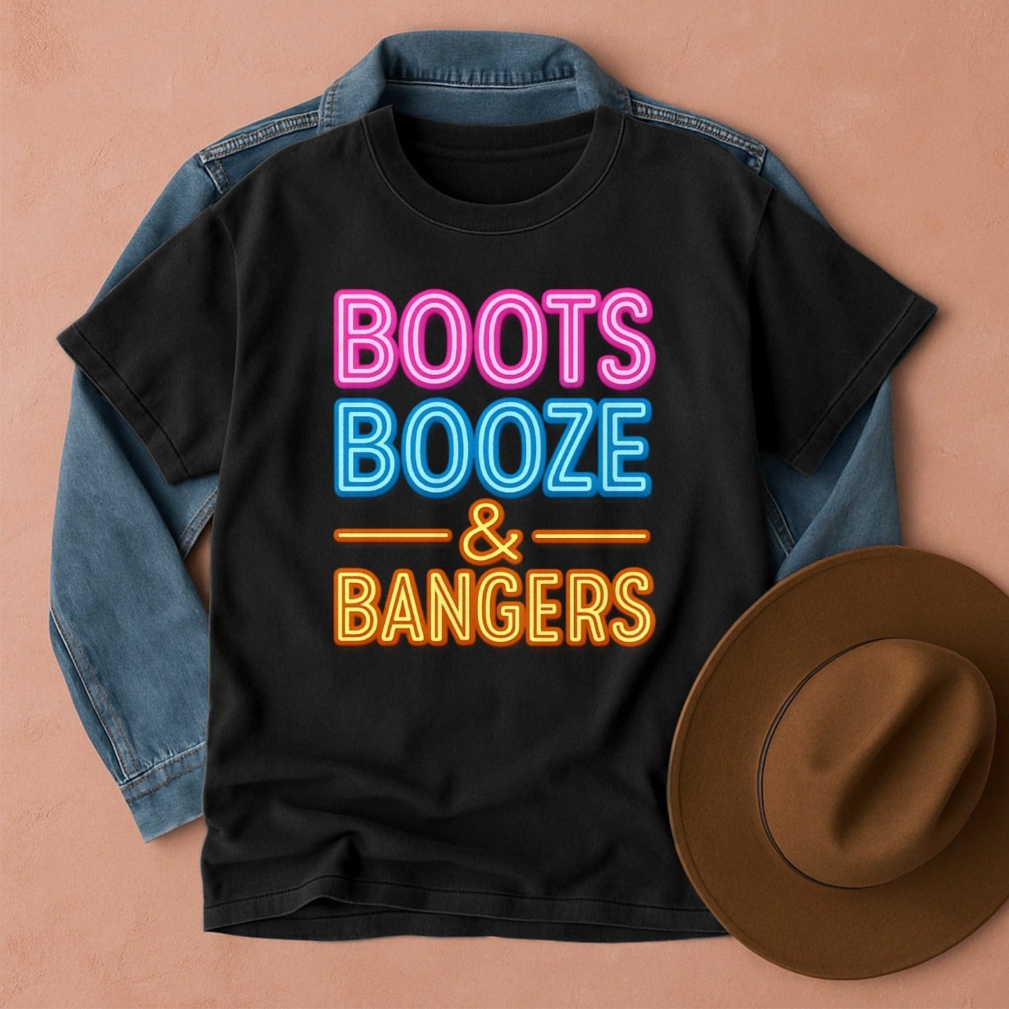 Boots Booze & Bangers T-Shirt Black / S Western shirt