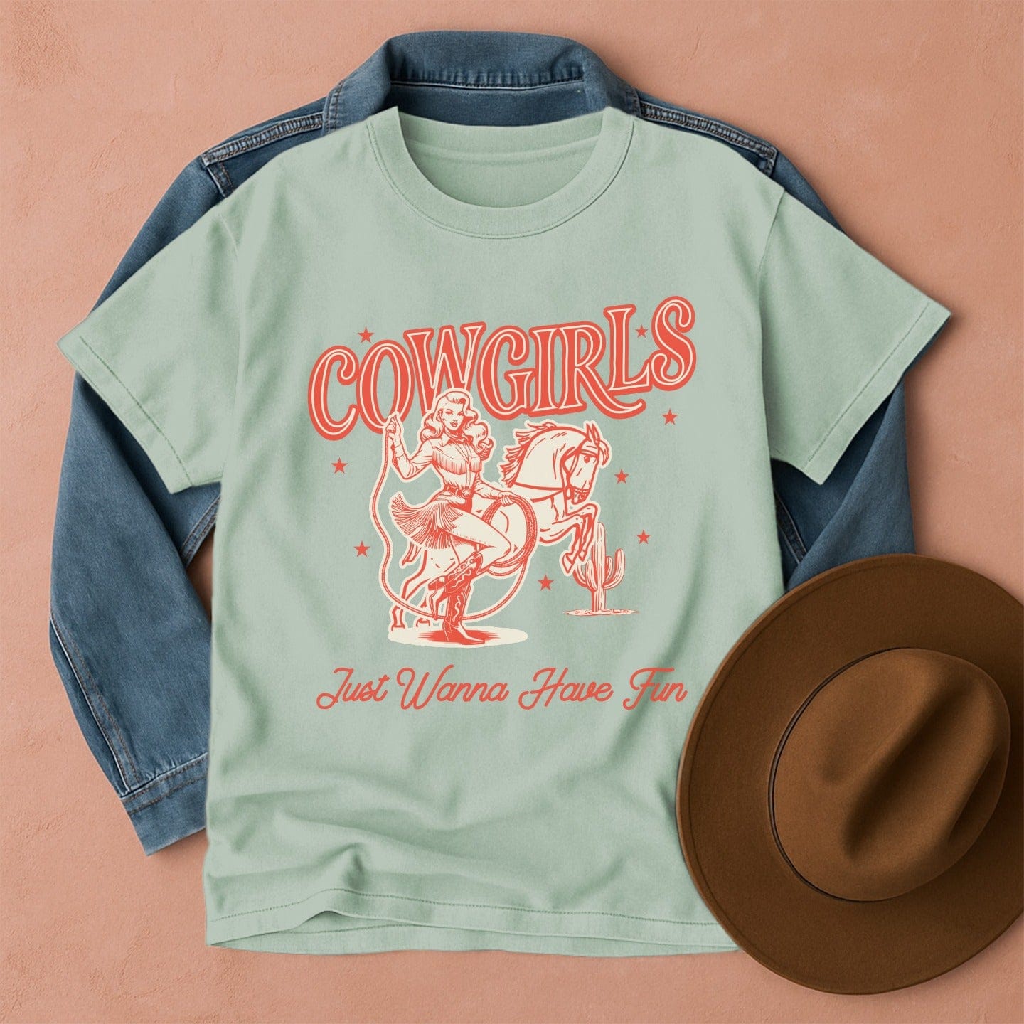 Cowgirls Just Wanna Have Fun T-Shirt Bay / S Western shirt