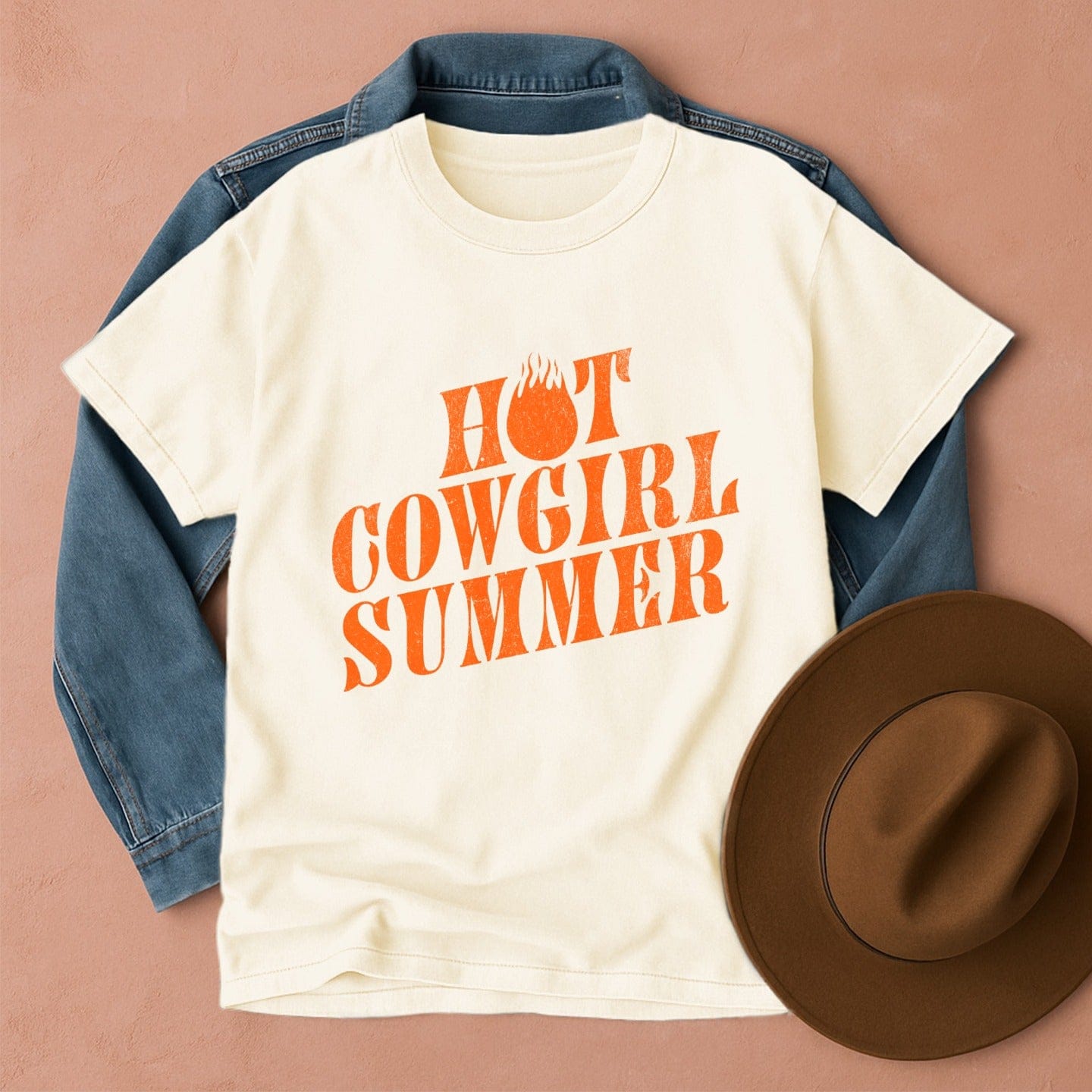 Hot Cowgirl Summer T-Shirt Ivory / S Western shirt