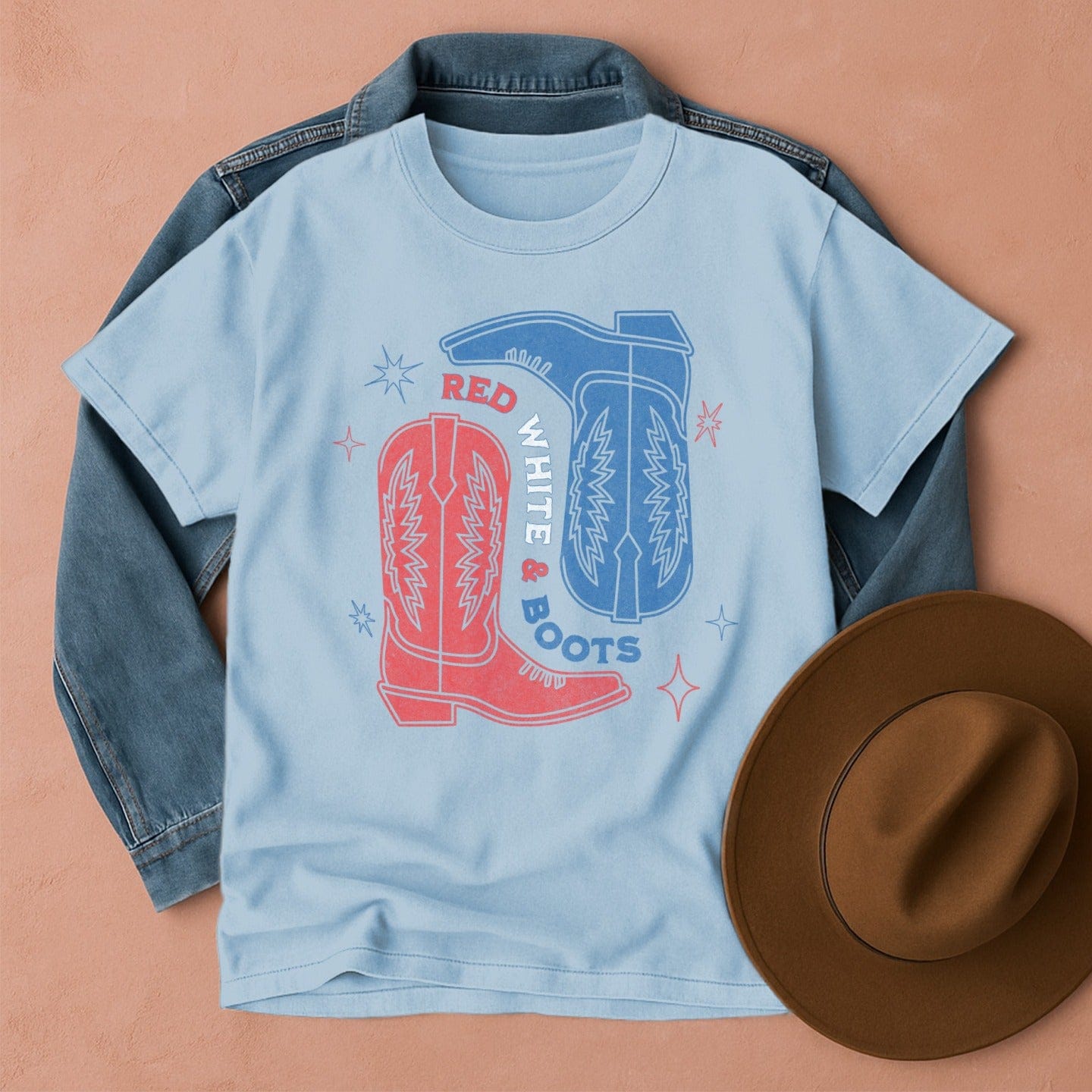 Red, White & Boots T-Shirt Chambray / S Western shirt