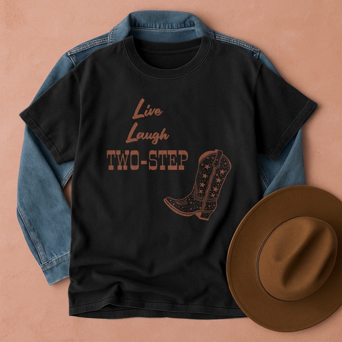 Live Laugh Two-Step Western T-Shirt Black / S Western shirt