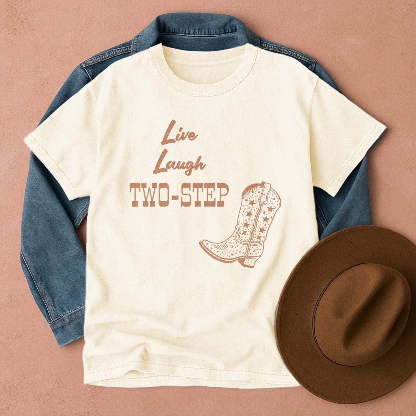 Live Laugh Two-Step Western T-Shirt Ivory / S Western shirt