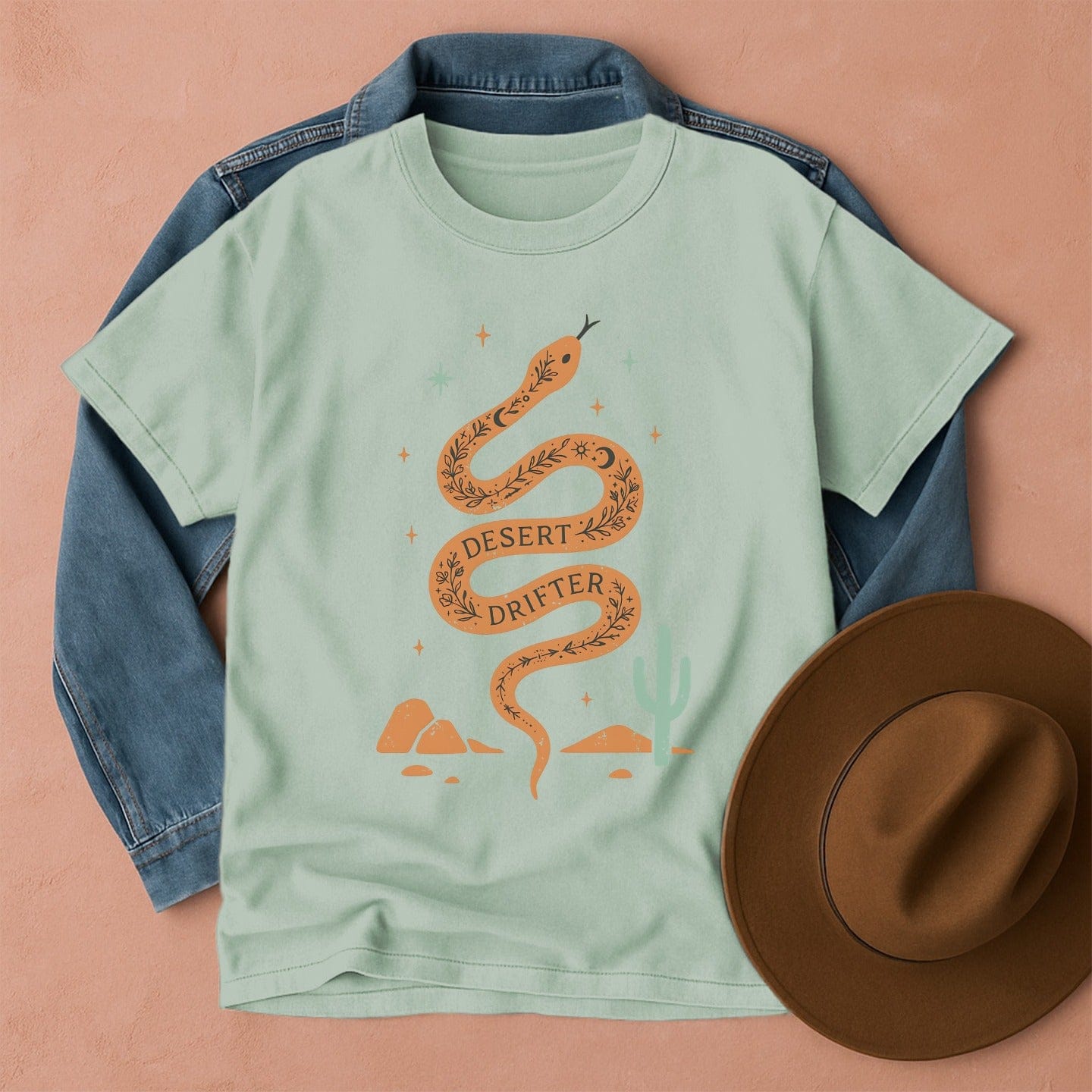 Boho Desert Drifter Snake T-Shirt Bay / S Western shirt