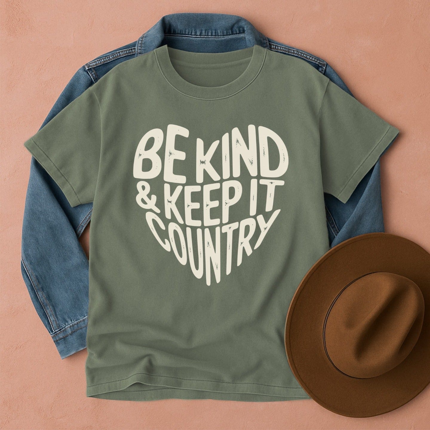 Be Kind & Keep It Country T-Shirt Moss / S Western shirt