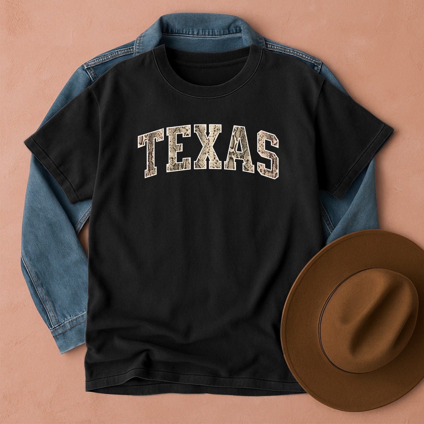 Texas Snakeskin T-Shirt Black / S Western shirt