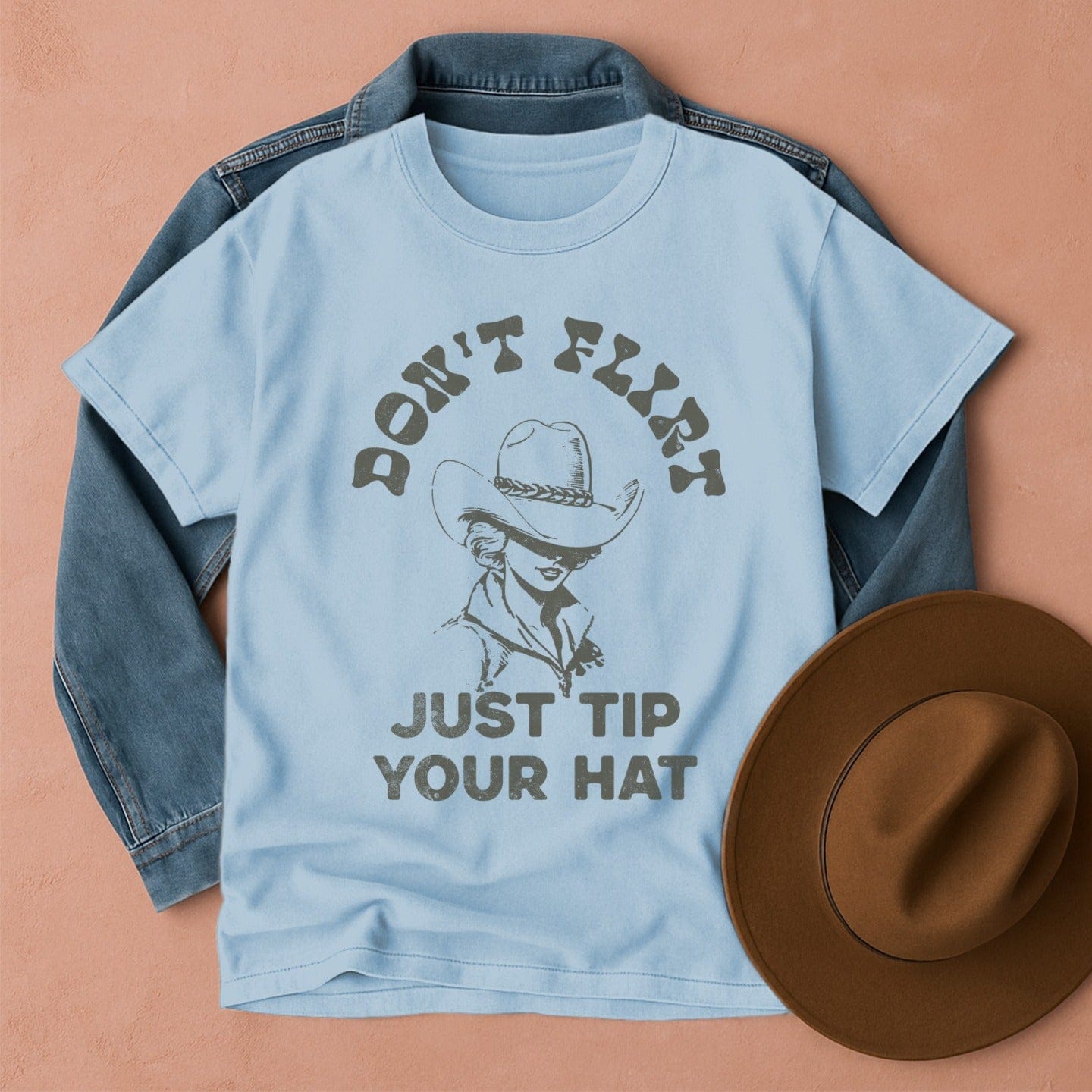 Don't Flirt Cowgirl T-Shirt Chambray / S Western shirt