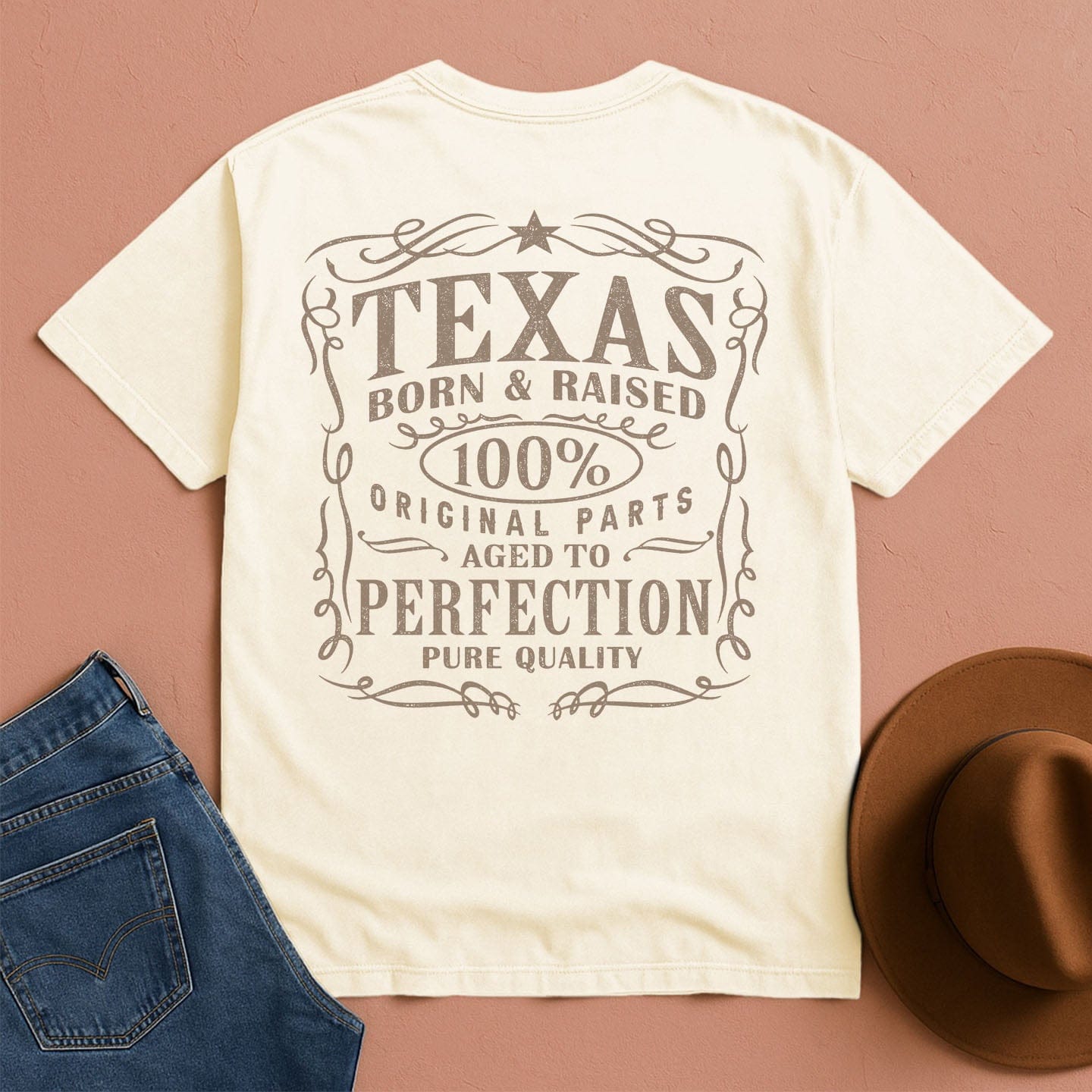 Texas Born & Raised T-Shirt Ivory / S Western shirt