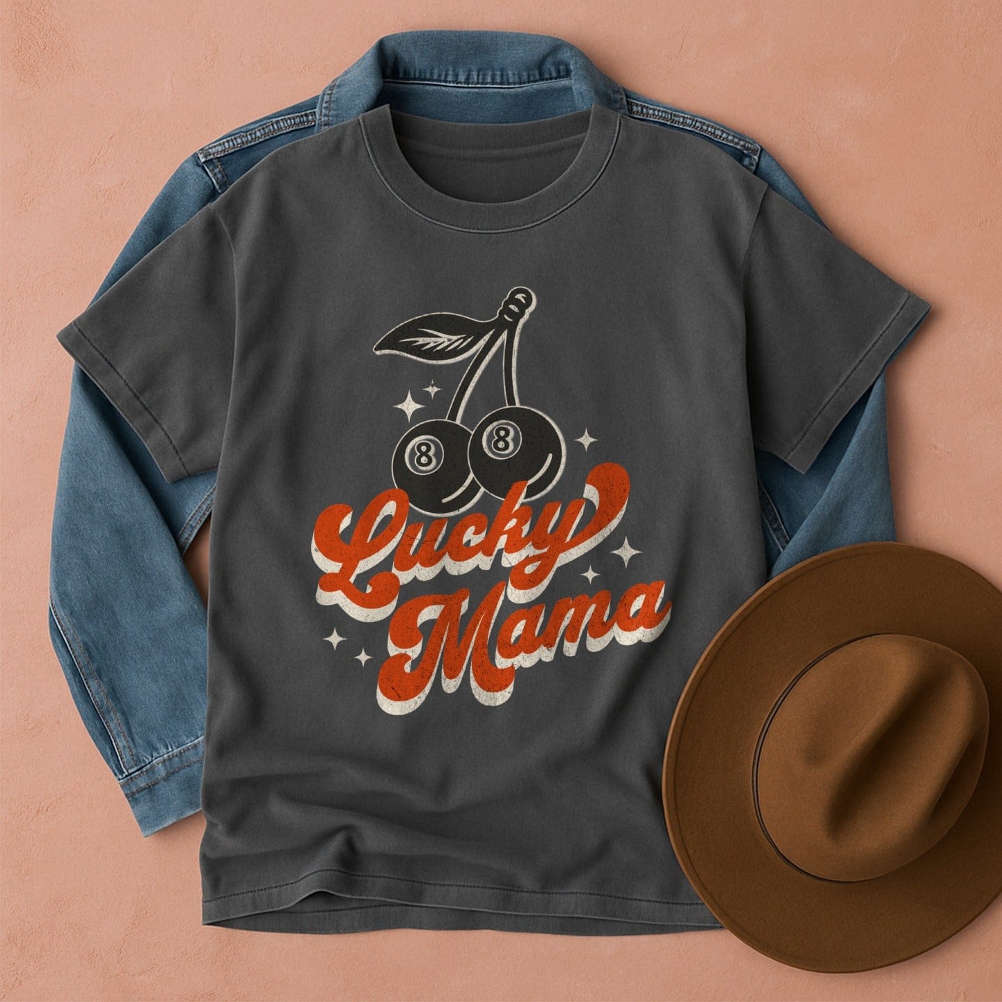 Lucky Mama Retro T-Shirt Pepper / S Western shirt