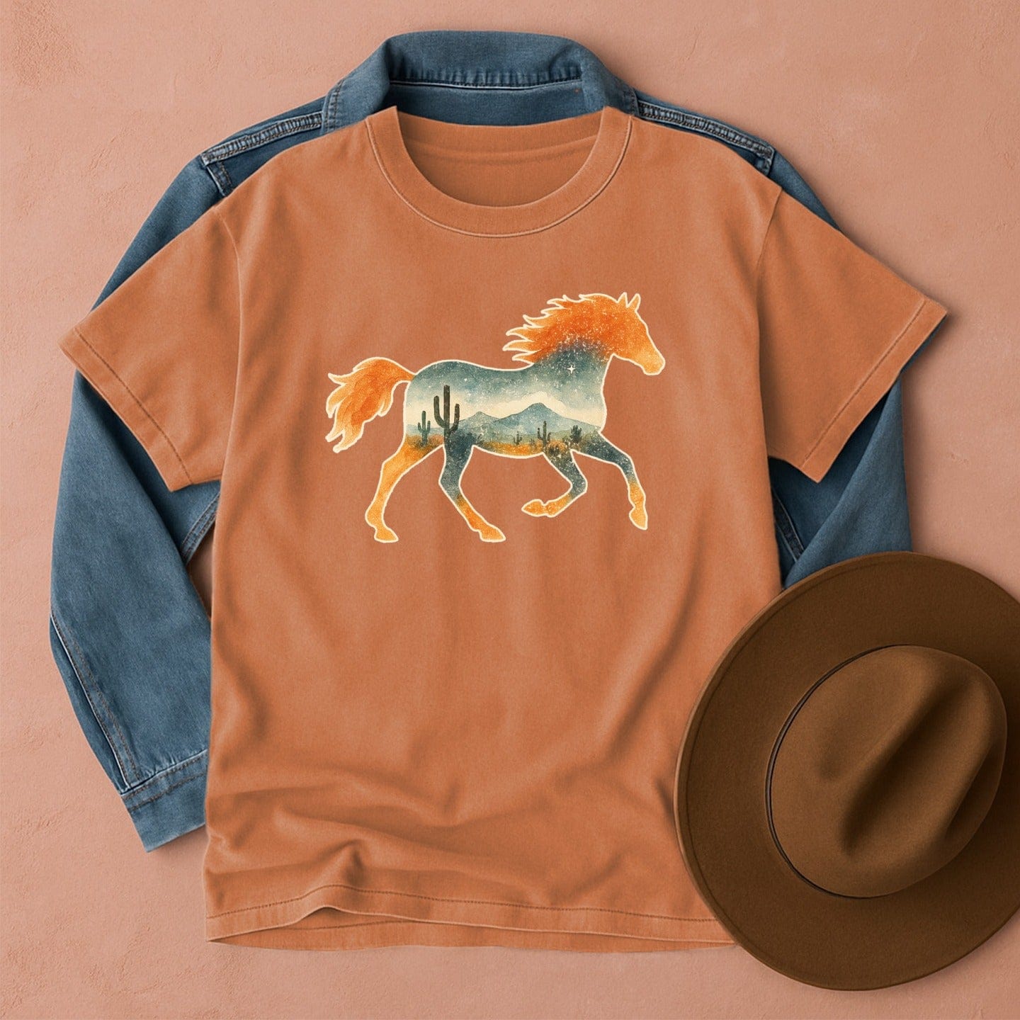 Night Desert Mustang T-Shirt Yam / S Western shirt